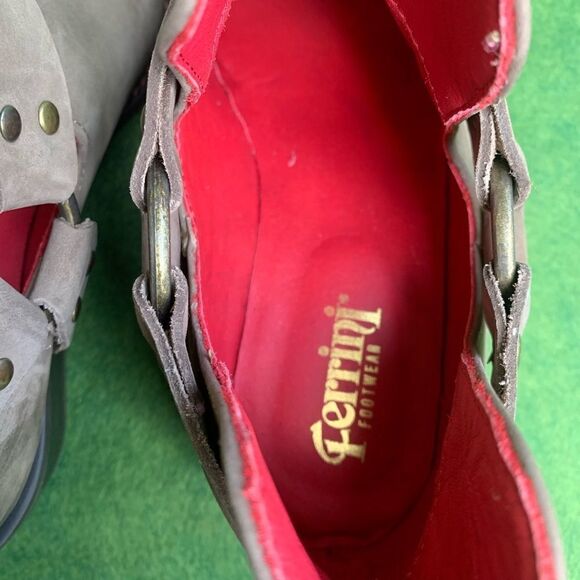 Ferrini 9 Gray Silver Crush Round Toe Ankle Boots Booties - Picture 8 of 10